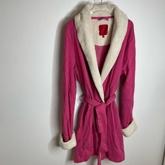 Victoria Secret VS Women's Pink Plush Fleece Robe Pockets Warm Soft Sz Large L - Picture 5 of 7